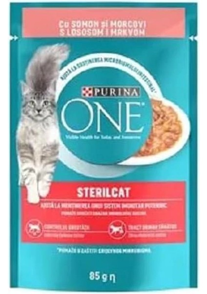 Kısırlaştırılmış Kediler Için Sos Icerisinde Somonlu ve Havuclu Mini Filetolar Yaş Kedi