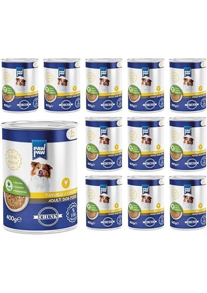 Yetişkin Köpek Tavuklu ve Jöleli Konserve Mama 400 gr x 12 Adet
