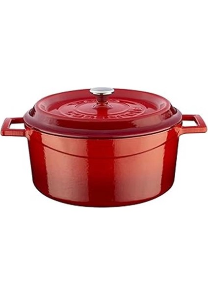 Döküm Yuvarlak Tencere, Trendy, 24 Cm, 4.49 L Hacim, Kırmızı
