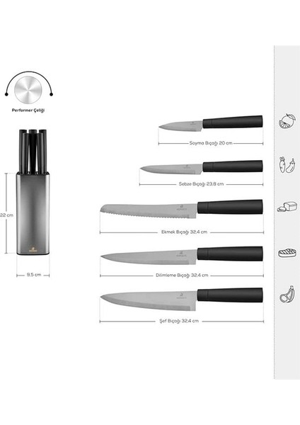 Grammy Inox 6 Parça Bıçak Seti modelleri
