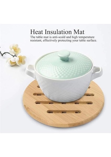 Bambu Nihale Isıya Dayanıklı Ahşap Tencere ve Tava Altlığı Kaymaz Mutfak Servis Ürünü