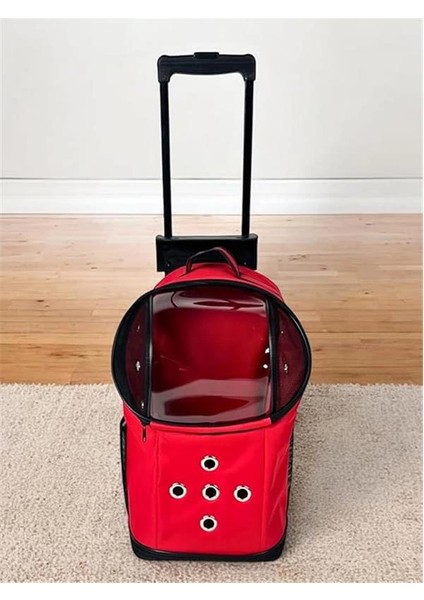 Beylini Tekerlekli Kedi Köpek Taşıma Çantası Fileli Şeffaf Yıkanabilir Evcil Hayvan Taşıma Çantası
