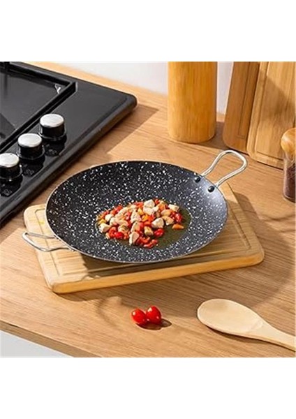 Esra Çok Amaçlı Granit Pişirme Tavası -Çift Yönlü Döküm Sac Kavurma Gözleme Tavası- 26 cm