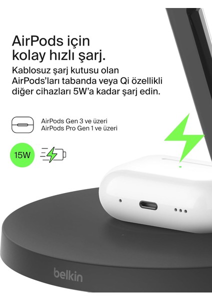 Boostcharge 3'ü 1 Arada Qi2 Şarj Cihazı, Magsafe Uyumlu Kablosuz Şarj Istasyonu, Apple Iphone indirimleri