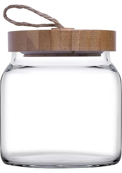 43573S00 Woody Ahşap Kapaklı Kavanoz 575 cc Şeffaf fırsatları