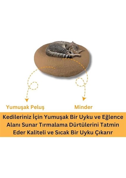 Beylini Kedi Köpek Yatağı Peluş Kumaş Minderli Konforlu Oyun Uyku Alanı Yatağı 50X50 (Kahverengi) fırsatları