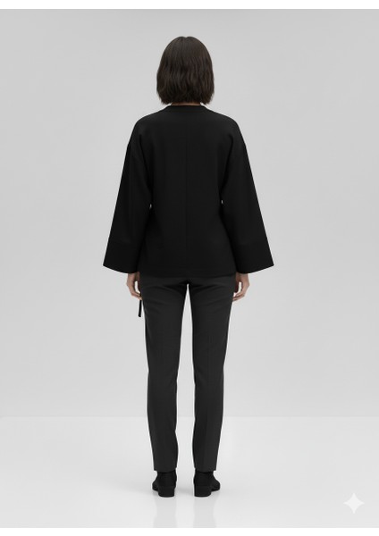 Kadın Kruvaze Viskon Kumaş Oversize Yandan Bağlamalı Kimono fiyatları