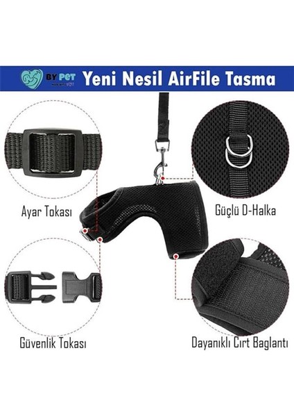 Yeni Nesil Nefes Alabilen Kedi Göğüs Tasması Seti (Large, Siyah) modelleri