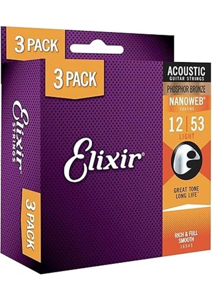 Akustik Fosfor Bronz Nano Tel 012/053 (3'lü Paket)