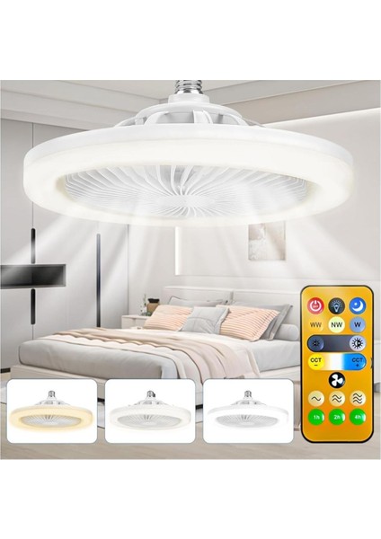 BUFFER®E27 Duylu 3 Farklı Işık Modlu ve 3 Seviye Fan Güçlü Uzaktan Kumandalı, Sessiz Kullan