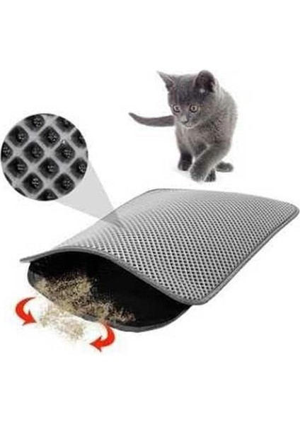 Elekli Kedi Tuvalet Önü Paspası 60 x 45 cm Gri modelleri