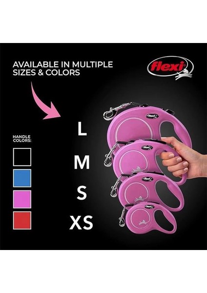 Flexi New Classic M Beden Pembe 5mt Şerit Tasma