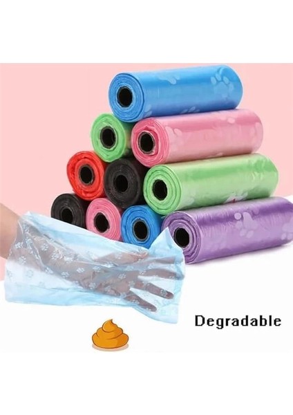 Köpek Kaka Poşeti, 8 Rulo Kaka Torbası, Peluş Köpek Oyuncağı, Kemik Şekilli, Pati Baskılı