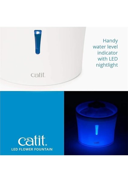 Çiçek Çeşmesi, Kediler Için Led'li Çiçek Çeşmesi, 3l, Beyaz/mavi modelleri