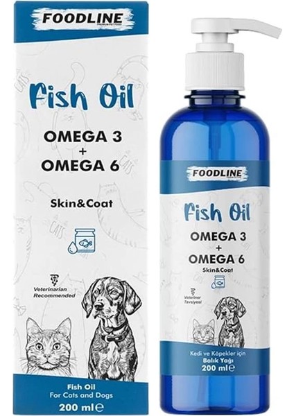 Fish Oil 200 Ml, Omega 3&6 Içerikli Balık Yağı, Kedi ve Köpekler Için Tüy ve Genel Sağlık