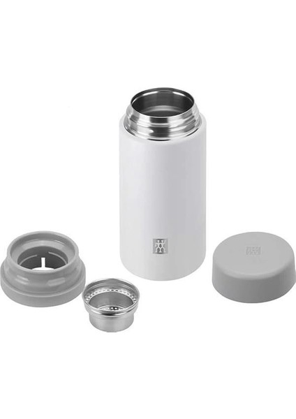 Thermoçay Demlikli Matara, 420 ml | Paslanmaz Çelik | Beyaz-Gri