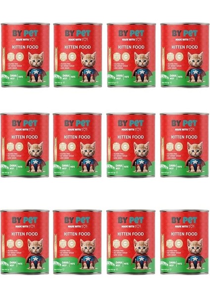 Yavru Kediler Için Dana Etli Konserve Yaş Mama 415 gr x 12 Adet