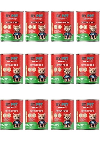 Yavru Kediler Için Dana Etli Konserve Yaş Mama 415 gr x 12 Adet