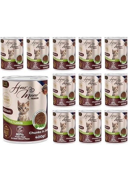 Yavru Kedi Kuzulu ve Jöleli Konserve Yaş Mama 400 gr x 12 Adet