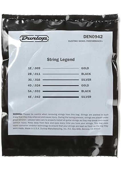 Dunlop DEN0942 Nickel Light Elektro Gitar Teli (9-42)