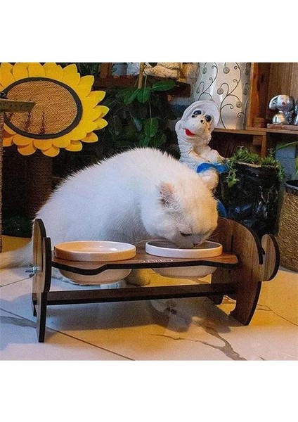 Ahşap Kedi Mama ve Su Kabı ile Kedi Köpek Paspası - Demonte Kedi Mama Su indirimleri