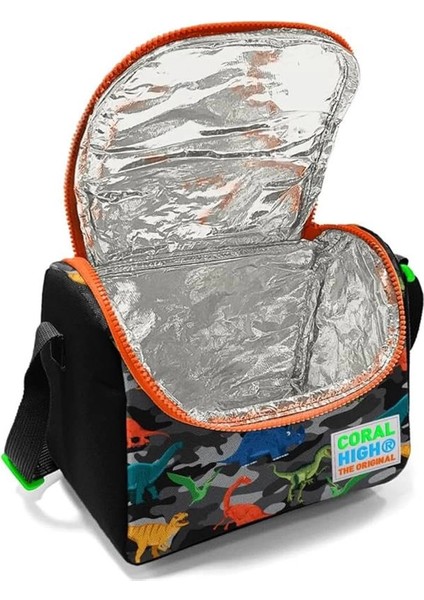 Siyah Turuncu Yeşil Dinazor Baskılı Erkek Çocuk Beslenme Çantası fiyatları