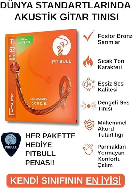 Gold Akustik Gitar Teli Gag El 11-52 Extra Light fiyatları