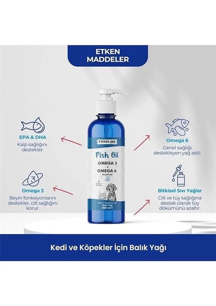 Fish Oil 200 Ml, Omega 3&6 Içerikli Balık Yağı, Kedi ve Köpekler Için Tüy ve Genel Sağlık modelleri