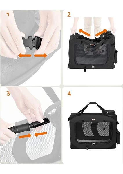 Köpek Kutusu, Köpek Çantası, Katlanabilir, 81 x 58 x 58 Cm, Siyah