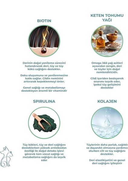 Biyotin & Kolajen Deri ve Tüy Sağlığı Kedi Maltı, Spirulina Içerikli, Tüy Dökülme modelleri