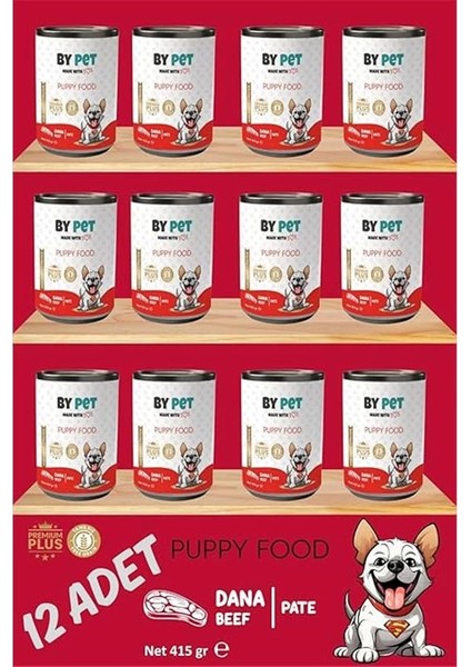 Yavru Köpekler Için Dana Etli Konserve Yaş Mama 415 gr x 12 Adet