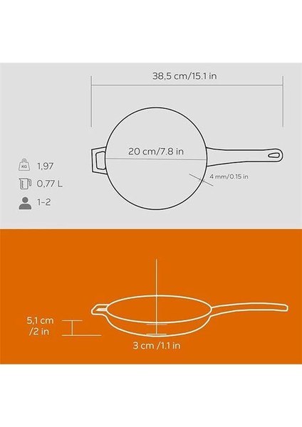 Metal Döküm Kızartma Tavası, 20 Cm, Turuncu indirimleri