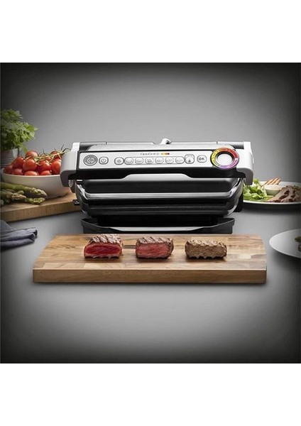 Optigrill+ 4 Porsiyon Kapasiteli 2000 Watt 6 Programlı Barbekü Izgara ve Tost Makinesi - Inox