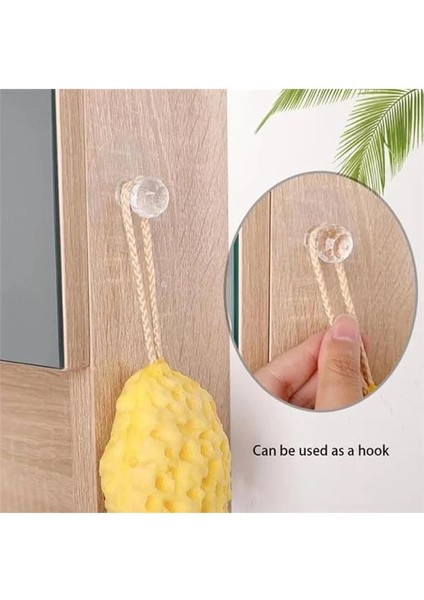 Şeffaf Kulp Kristal Başlıklı 4'lü Yapışkanlı Kulp Dolap Çekmece Kulp Tutacak Askı