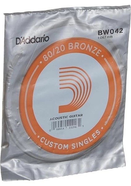 D'addario BW042 Akustik Tek Tel, 80/20 Bronze Wound, 042, (La) Pak fiyatları
