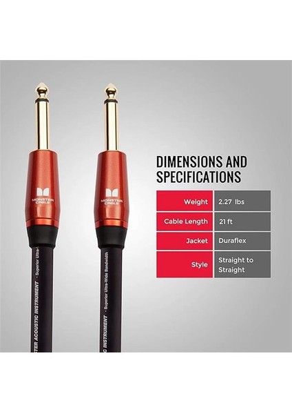 Prolink Acoustic Instrument Cable - Straight To Straight | 6.4mt | Kablo: Enstrüman