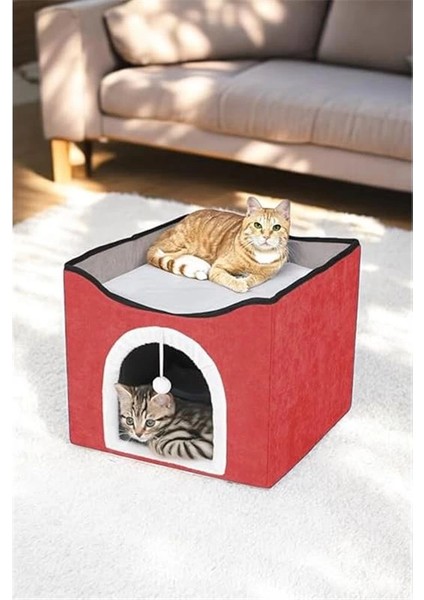 Sevimli Katlanır Taşınabilir Çok Fonksiyonlu Kapalı Kedi Evi Yatağı Kahverengi fiyatları