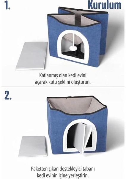 Sevimli Katlanır Taşınabilir Çok Fonksiyonlu Kapalı Kedi Evi Yatağı Kahverengi