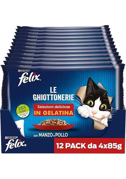 Sığır Eti ve Tavuklu Kedi Yaş Maması Avantajlı Paket (4 x 12 x 85 Gr) 48'li fiyatları