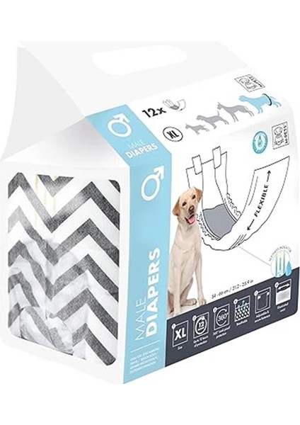 M-Pets Dıapers Erkek Köpekler Için Külot (Xl) 12Lİ