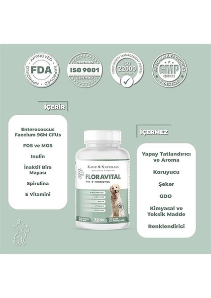 Floravital, Probiyotik ve Prebiyotik Desteği, 60 Tablet indirimleri