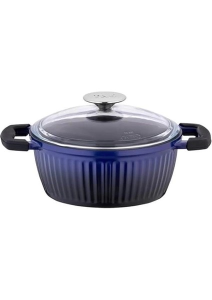 Valeriya Cam Kapak 7 Parça Döküm Tencere Seti Lacivert Siyah - TAC-4878 fırsatları