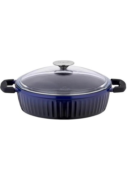 Valeriya Cam Kapak 7 Parça Döküm Tencere Seti Lacivert Siyah - TAC-4878