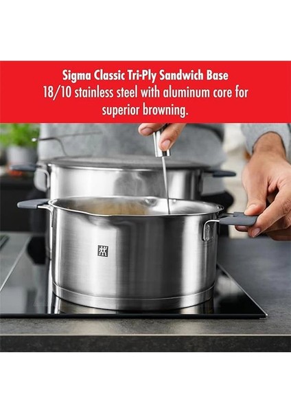 Basitleştirilmiş Paslanmaz Çelik Tencere Seti, 5 Parça, Kapakta Entegre Elekli, Indüksiyon fiyatları