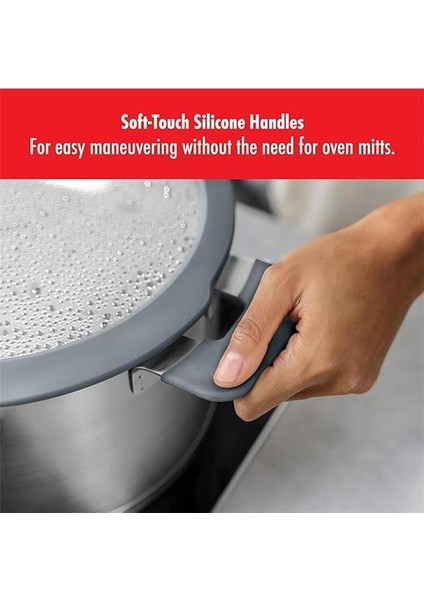 Basitleştirilmiş Paslanmaz Çelik Tencere Seti, 5 Parça, Kapakta Entegre Elekli, Indüksiyon modelleri