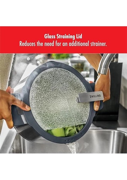 Basitleştirilmiş Paslanmaz Çelik Tencere Seti, 5 Parça, Kapakta Entegre Elekli, Indüksiyon indirimleri