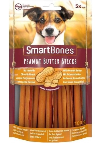 Peanutbutter Yer Fıstıklı Çiğneme Çubukları 5'li, 100 gr Köpek Ödülü