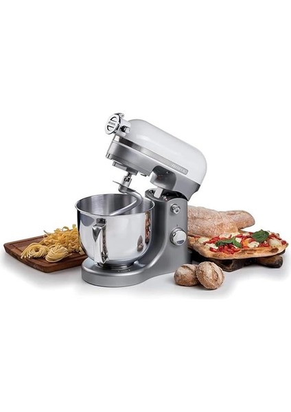 Moderna Mutfak Şefi Beyaz Gri 1589/01 - Döküm Gövde, Planet Mikser Yoğurma Makinesi, 1600 fırsatları