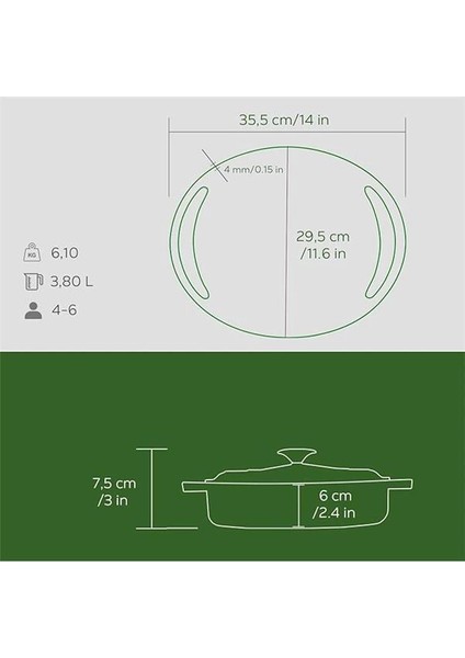 Döküm Çok Amaçlı Yayvan Tencere Döküm Demir Kapak Heritage Serisi ÇAP(Ø)28CM. Yeşil fırsatları