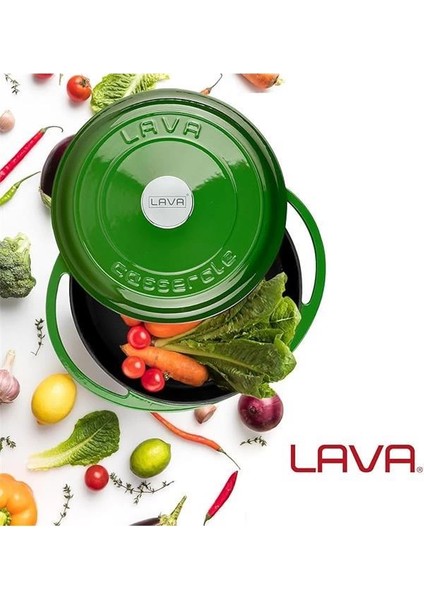 Döküm Çok Amaçlı Yayvan Tencere Döküm Demir Kapak Heritage Serisi ÇAP(Ø)28CM. Yeşil